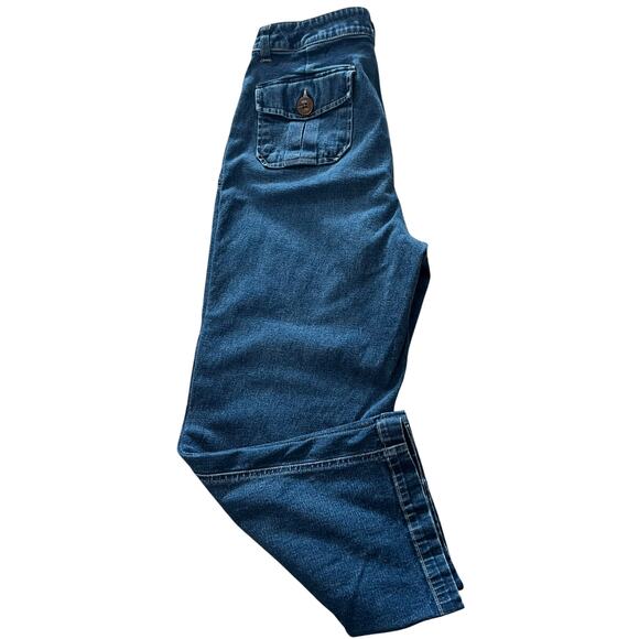 HANNAH STRETCH HI-RISE STRAIGHT LEG DENIM JEANS, WOMENS, 8, DENIM BLUE, POCKETS - Picture 7 of 10